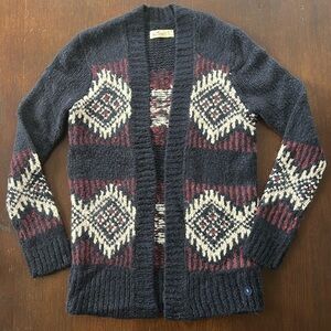 Hollister Navy Southwestern Wool blend Cardigan